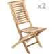 Conjunto de mesa redonda 66 cm y 2 sillas para jardín exterior de madera de teca certificada