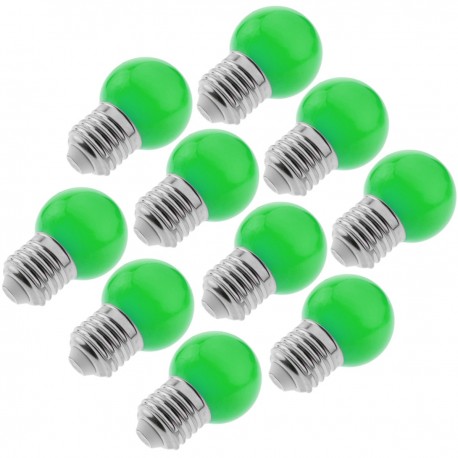 Bombilla LED G45 E27 230VAC 0,5W luz verde 10 pack