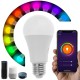 Bombilla LED inteligente multicolor inalámbrica ajustable E27 9W compatible con Google Home, Alexa y IFTTT