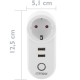 Enchufe inteligente 16A 3680W WiFi Blanco con dos puertos USB compatible con Google Home, Alexa y IFTTT