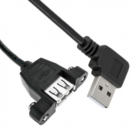 Cable USB 2.0 tipo A Macho acodado a USB tipo A Hembra para Panel 50 cm
