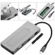 Conversor USB-C a HDMI 4k y ethernet RJ45 y USB-A y USB-C con socket de almacenamiento NGFF M2