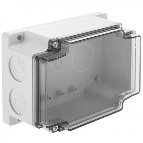 Caja de superficie rectangular transparente IP44 libre de halógenos LSZH 120x170x70mm