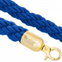 Cordón trenzado azul con cierre dorado para poste