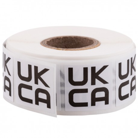 Rollo bobina de 800 etiquetas adhesivas con el logotipo UKCA 25x25 mm