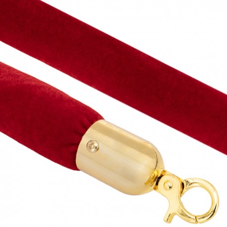 Cordón de terciopelo rojo con cierre dorado para poste