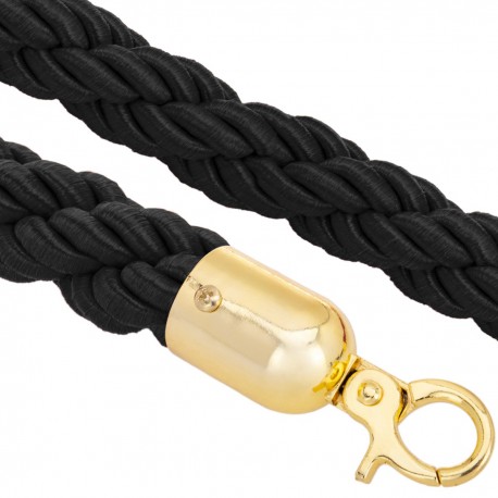 Cordón trenzado negro con cierre dorado para poste