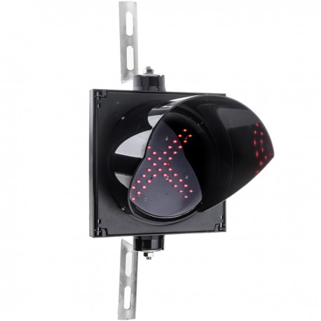 Semáforo para interior y exterior IP65 negro de 1 x 200mm de 12-24V con luz roja en forma de cruz