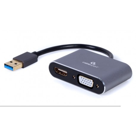 Adaptador USB 3.0 a HDMI, VGA 4K@30Hz gris 15cm