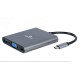 Cable conversor USB 3.1 C - VGA+HDMI+USB3 F+USB-C PD+Card reader+audio 15cm