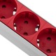 Regleta de enchufes de aluminio para armario rack 19” 1U con 8 Schuko rojos e interruptor