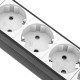 Regleta de enchufes de PVC para armario rack 19” 1U con 8 Schuko blancos, interruptor y carcasa negra