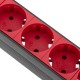 Regleta de enchufes de PVC para armario rack 19” 1U con 9 Schuko rojos conector C14 y carcasa negra