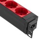 Regleta de enchufes de PVC para armario rack 19” 1U con 9 Schuko rojos conector C14 y carcasa negra