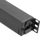 Regleta de enchufes de PVC para armario rack 19” 1U con 8 Schuko carcasa negra interruptor y conector C14