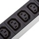 Regleta de enchufes de aluminio para armario rack 19” 1U con 9 IEC C13 negros y carcasa gris