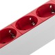 Regleta de enchufes de PVC para armario rack 10” 1U con 3 Schuko rojos e interruptor