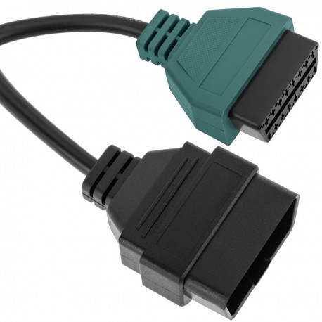 Cable de diagnóstico OBD2 verde 16 pin macho compatible con software Fiat ECU Scan de 228 mm