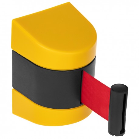 Fijación de pared negro amarillo con 5m de cinta retráctil roja