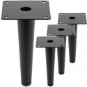 Pack de 4 patas rectas para muebles con forma cónica y protección antideslizante de 15cm color negro