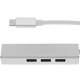 Conversor de USB-C 3.0 a 3xUSB 3.0 y Ethernet RJ45 color plata