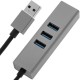 Conversor de USB 3.0 a 3xUSB 3.0 y Ethernet RJ45 color gris