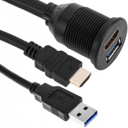 Cable extensión para empotrar con conexiones USB 3.0 y HDMI