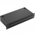 Patch panel de fibra óptica 2U negro de 48 puertos ST para rack 19"