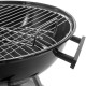 Barbacoa de carbón de 41x70 cm redonda con tapa y ruedas BBQ grill para jardín y camping