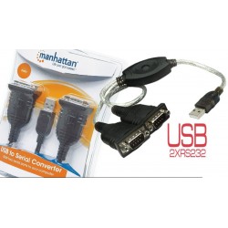 Adaptador USB a puerto serie 2xDB09P Macho chipset Prolific PL-2303RA