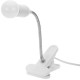 Lámpara blanca con flexo de lectura para escritorio con portabombillas E27 y pinza de sujeción