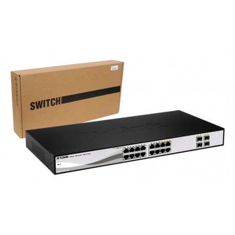 Switch 16 puertos D-Link Web Smart 10/100/1000 Mbps mini GBIC con gestión